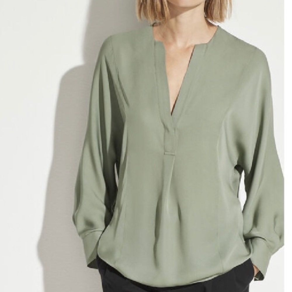 Vince Split Neck Silk Blend Tunic blouse NWT